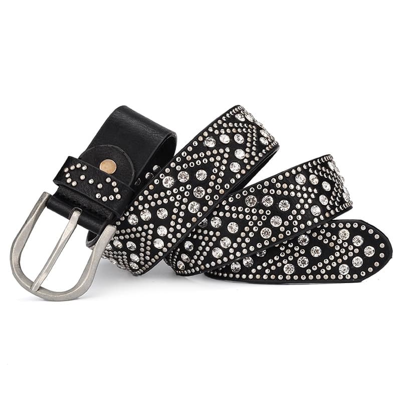 Women's Riveted Crystal Patterned Belt