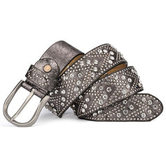 Women's Riveted Crystal Patterned Belt