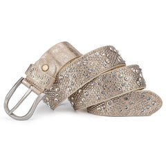 Women's Riveted Crystal Patterned Belt