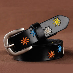 Vintage Floral Genuine Leather Belt