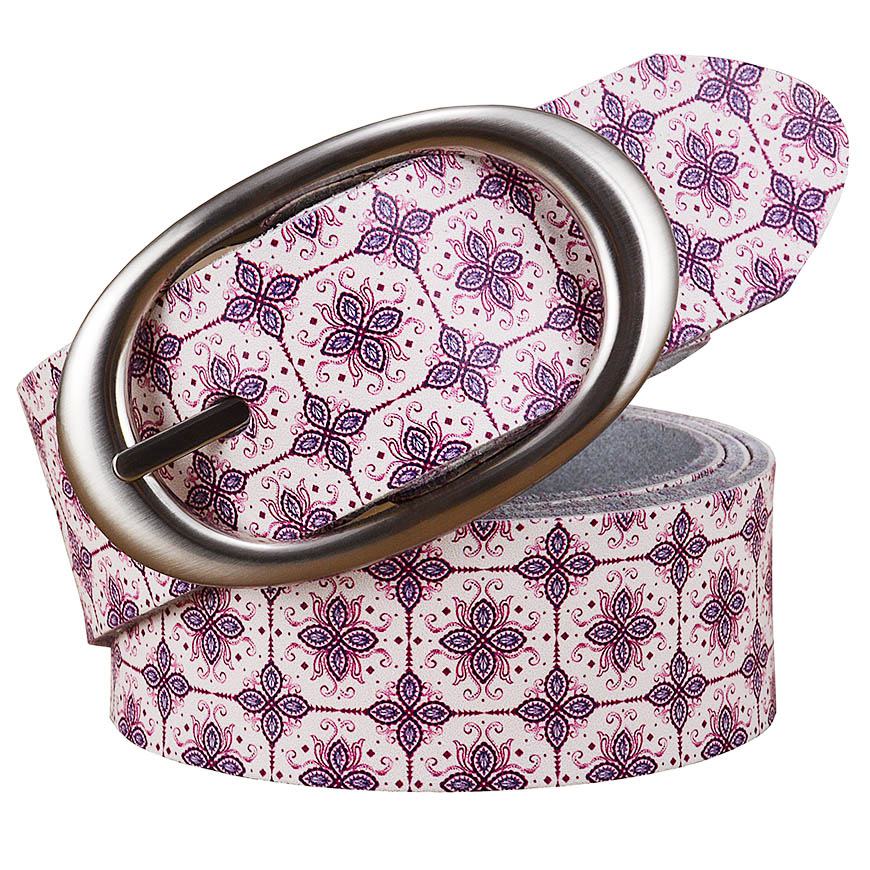 Patterned Leather Belt for Women