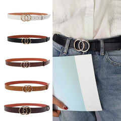 Vintage Leather Double Ring Buckle Belt