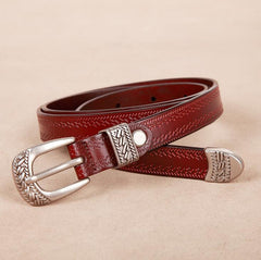 Women's Boho Cowhide Leather Belt