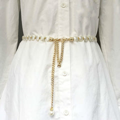 Women's Solid Pearl Dress Belt