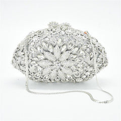 Women's Diamond Decorated Oval Shaped Clutch