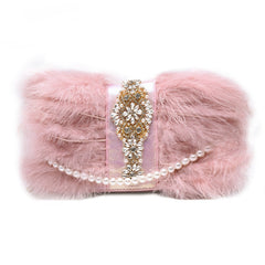 Women's Fur and Pearls Mini Evening Bag