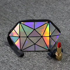 Geometric Style Holographic Mosaic Cosmetic Bag