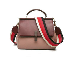 Women's Leather Crossbody Bag with Colorful Strap