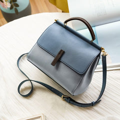 Women's Leather Crossbody Bag with Colorful Strap