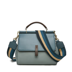 Women's Leather Crossbody Bag with Colorful Strap