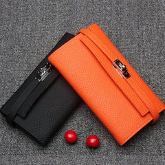 Elegant Bright Color Cowhide Women's Wallet