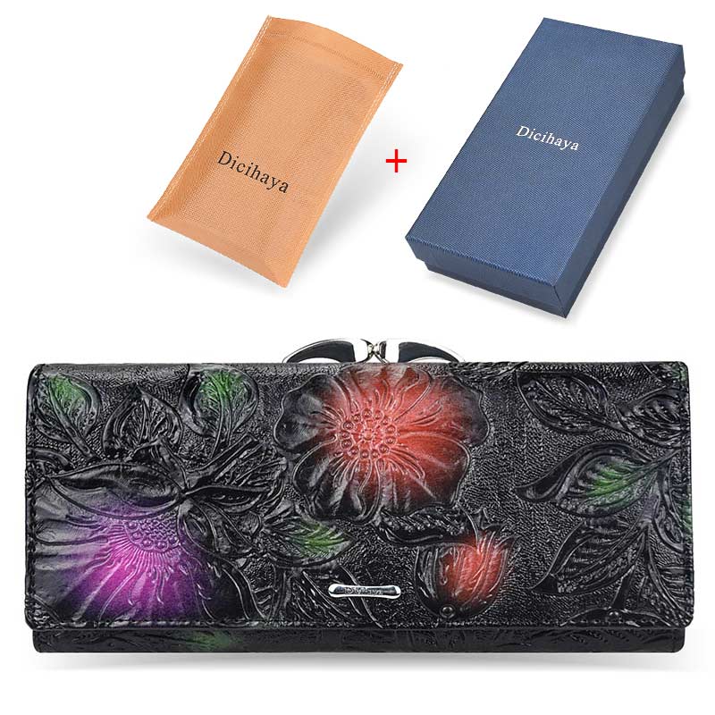Luxury Floral Patterned Genuine Leather Women's Wallet