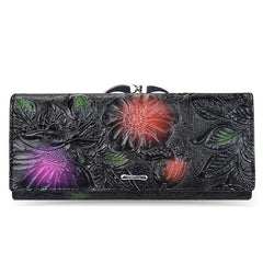 Luxury Floral Patterned Genuine Leather Women's Wallet