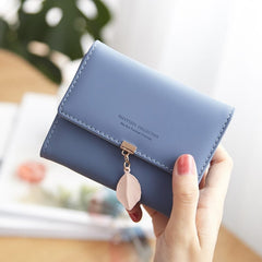 Women's Boho Short Wallet with Leaf Shaped Pendant