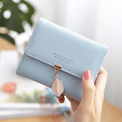 Women's Boho Short Wallet with Leaf Shaped Pendant