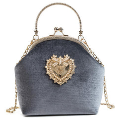 Women's Golden Heart Velvet Handbag