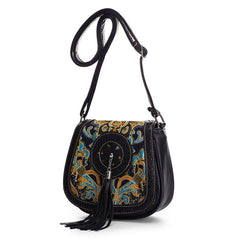 Women's Boho Crossbody Bag with Decorative Tassel