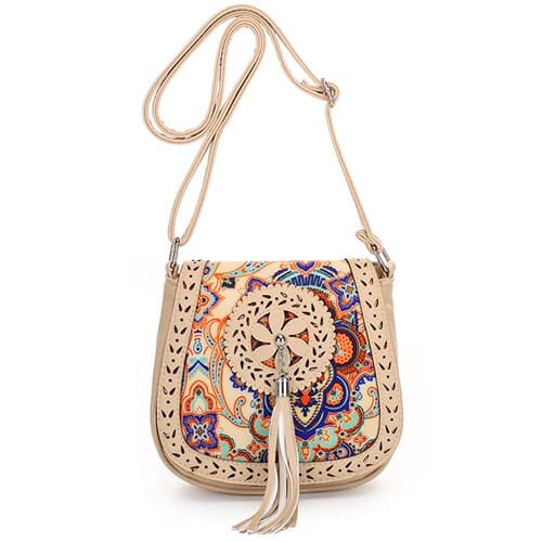 Women's Boho Crossbody Bag with Decorative Tassel