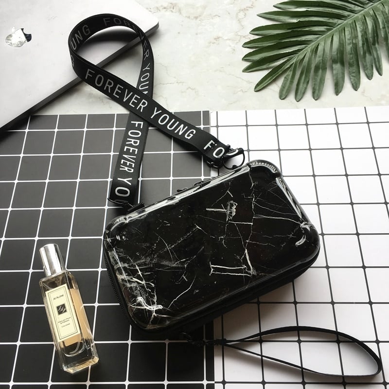 Women's Marble Patterned Mini Shoulder Bag