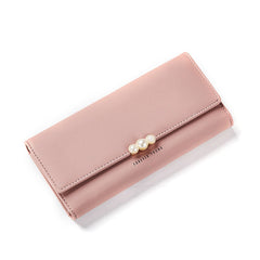 Women's Pearl Buckle Leather Wallet
