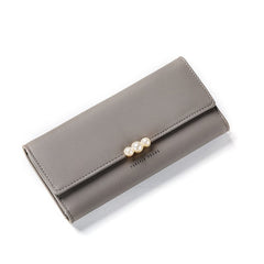 Women's Pearl Buckle Leather Wallet
