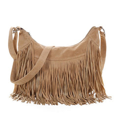 Women's Bohemian Crossbody Bag with Decorative Tassels
