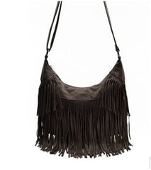 Women's Bohemian Crossbody Bag with Decorative Tassels