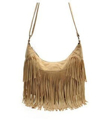 Women's Bohemian Crossbody Bag with Decorative Tassels