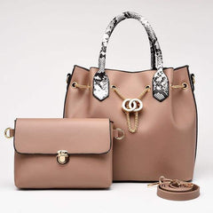 Women's Metal Chain Leather Bag Set
