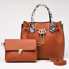 Women's Metal Chain Leather Bag Set