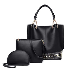 Women's Rivet Handbag 3 Pcs Set