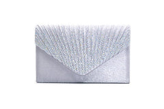 Fashion Satin Evening Bags for Women - Luxury Diamond and Chain Embellished Bag