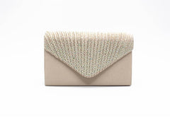 Fashion Satin Evening Bags for Women - Luxury Diamond and Chain Embellished Bag