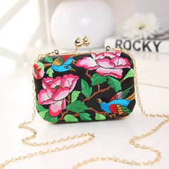 Women's Colorful Floral Embroidery Clutch