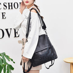 Women's Simple Leather Backpack