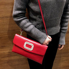 Women's Luxury Diamond Decorated Red / Black Clutch Bag