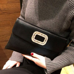 Women's Luxury Diamond Decorated Red / Black Clutch Bag