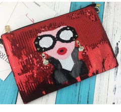 Women's Fashion Victim Design Sequined Clutch