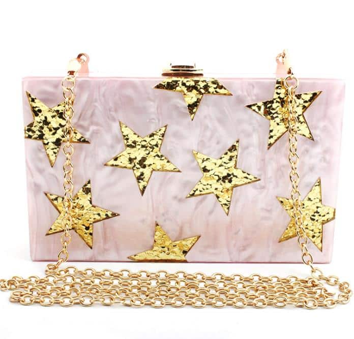 Women's Golden Stars Design Clutch