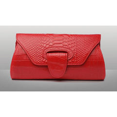 Women's Genuine Leather Clutch Bag with Crocodile Pattern