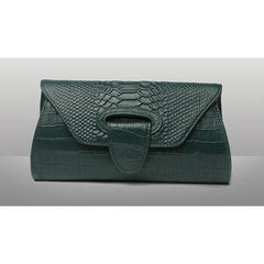 Women's Genuine Leather Clutch Bag with Crocodile Pattern