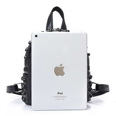 Women's Black Rivet Leather Backpack