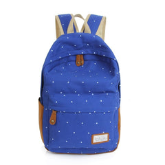 Casual Canvas Women's Backpack with Polka Dot Print