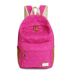 Casual Canvas Women's Backpack with Polka Dot Print