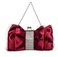Women's Satin Bow with Rhinestones Evening Bag