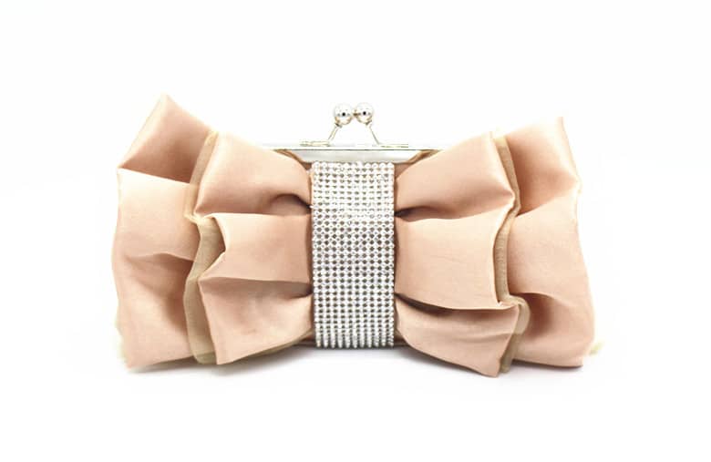 Women's Satin Bow with Rhinestones Evening Bag