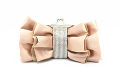 Women's Satin Bow with Rhinestones Evening Bag