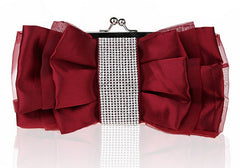Women's Satin Bow with Rhinestones Evening Bag