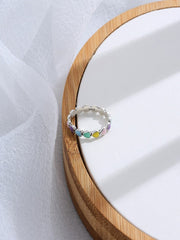 Authentic 925 Sterling Silver Rainbow Heart Ring