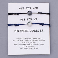 Natural Stone Bead Bracelets Pair for Couples
